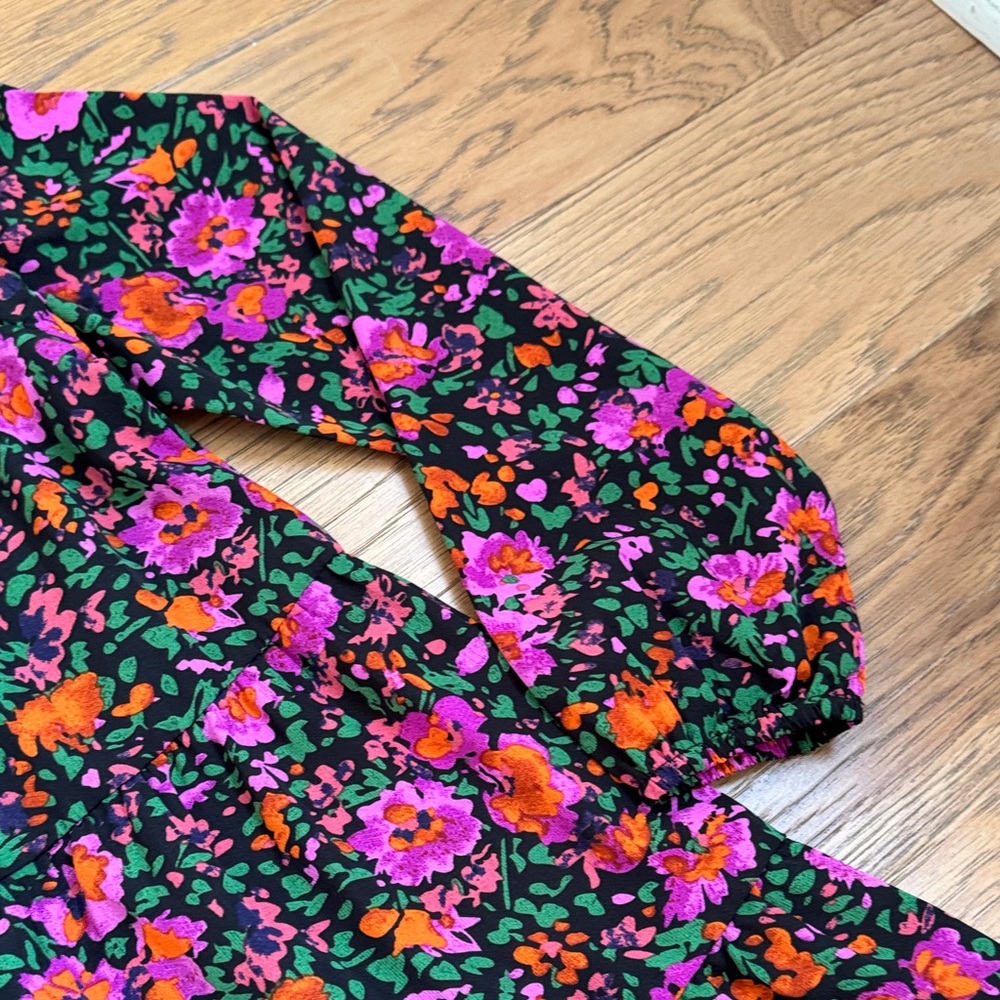 Make My Day Black Ditsy Floral L/S Babydoll Dress - Picture 6 of 16